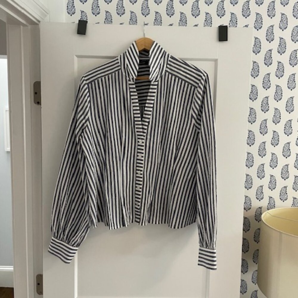 Veronica Beard Ertha Striped Seer Sucker Shirt